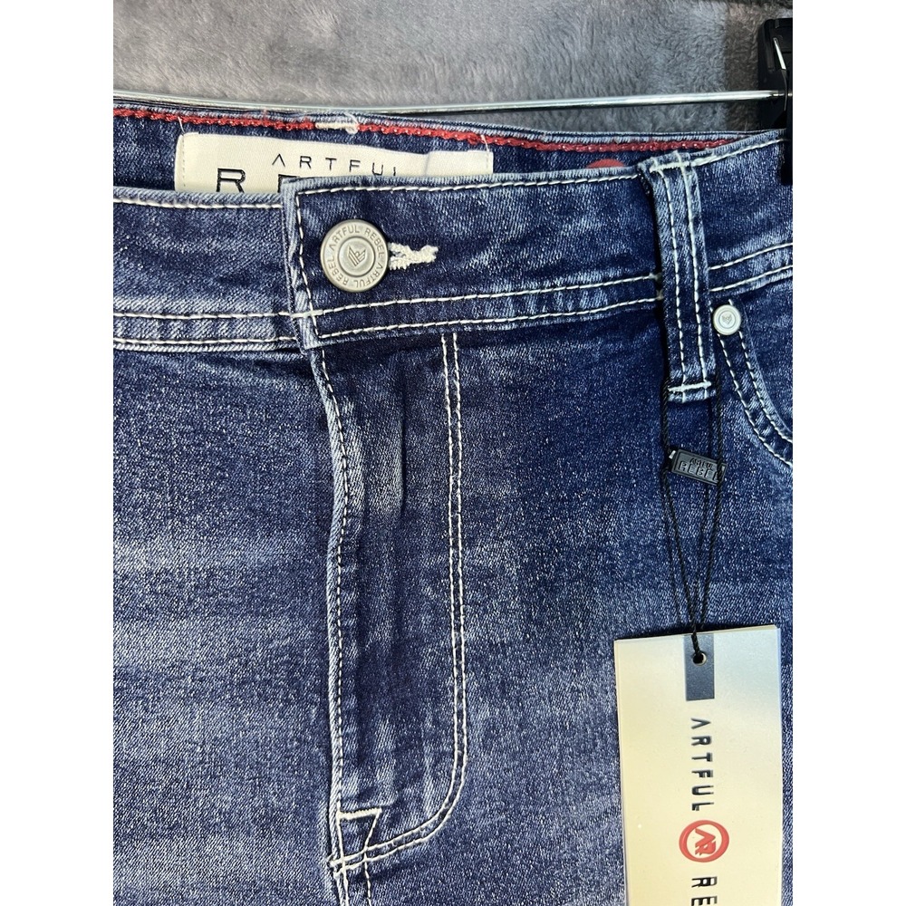 Artful Rebel Mens Slim Straight Leg Jeans Medium Wash Blue Denim 36W 30L NEW - Picture 4 of 16